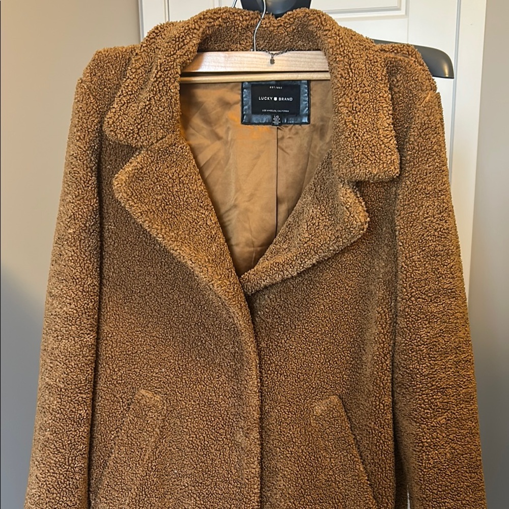 Lucky Brand Brown Teddy Jacket Cozy Oversized Fit - Picture 3 of 5